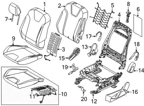2015 Ford Focus Passenger Seat Components Pivot Cover Diagram for F1EZ-5862186-DB