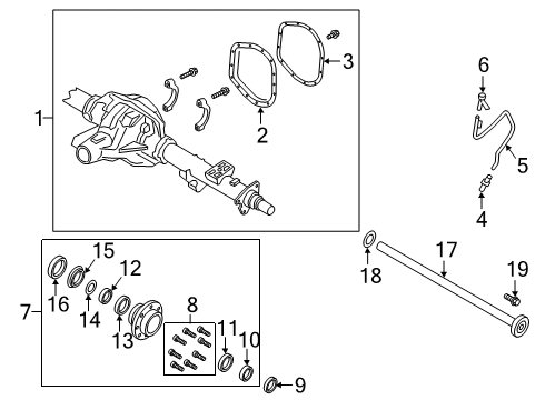 2019 Ford F-350 Super Duty Rear Axle Outer Bearing Gasket Diagram for F81Z-1001-AA