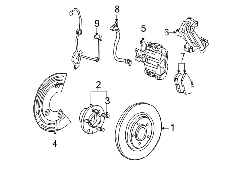 2008 Ford Taurus Anti-Lock Brakes Hub Assembly Bolt Diagram for 5F9Z-1107-AA