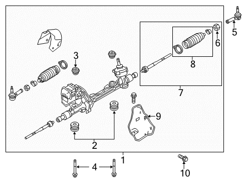 2011 Ford Explorer Steering Column & Wheel, Steering Gear & Linkage Outer Tie Rod Diagram for BB5Z-3A130-B