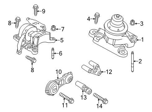 2012 Ford Explorer Engine & Trans Mounting Torque Arm Diagram for DB5Z-6068-A