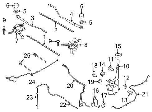2021 Ford Edge Wipers Washer Pump Seal Diagram for 7T4Z-17B610-AA