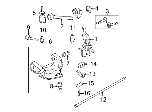 2009 Ford Ranger Front Suspension Components, Lower Control Arm, Upper Control Arm, Stabilizer Bar, Torsion Bar Lower Control Arm Diagram for 6L5Z-3078-AA