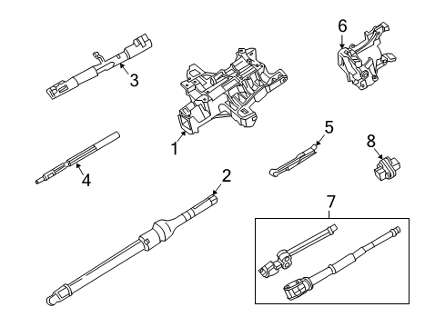 2003 Lincoln Town Car Steering Column & Wheel, Steering Gear & Linkage Upper Joint Diagram for 3W1Z-3A525-AA