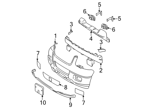 2005 Ford Expedition Front Bumper Valance Diagram for 2L1Z-17626-AA
