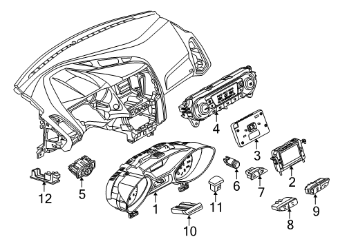 2013 Ford Focus A/C & Heater Control Units Cluster Assembly Diagram for CM5Z-10849-CTA