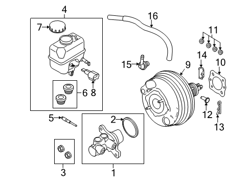 2010 Ford Mustang Dash Panel Components Power Booster Retainer Diagram for 4L3Z-2475-AA