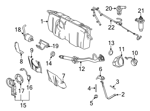 2004 Lincoln Town Car Fuel Supply Support Strap Nut Diagram for -N800627-S441