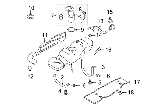 2009 Ford F-150 Fuel System Components Heat Shield Retainer Diagram for 5L3Z-9K111-BA