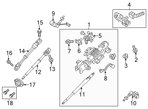 2014 Ford F-150 Steering Column & Wheel, Steering Gear & Linkage Upper Shaft Diagram for 9L3Z-3B676-A
