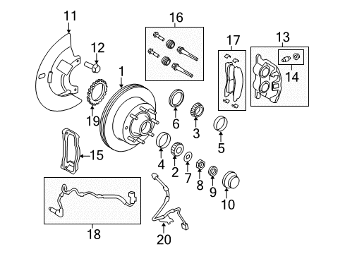 2010 Ford E-250 Anti-Lock Brakes Outer Bearing Washer Diagram for E7TZ-1195-A