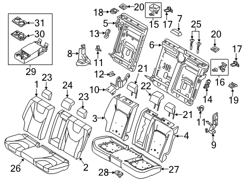 2019 Ford Police Responder Hybrid Rear Seat Components Release Handle Bezel Diagram for DS7Z-5467460-AE
