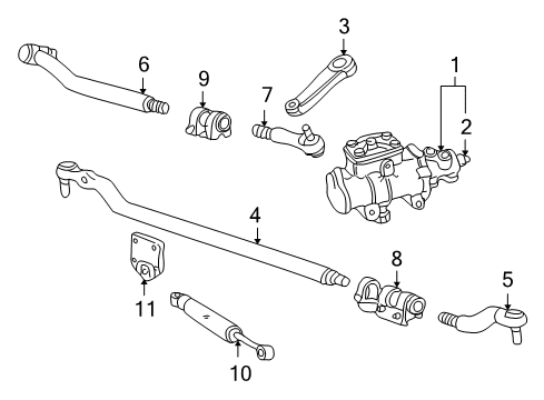 2001 Ford Excursion Steering Column & Wheel, Steering Gear & Linkage Inner Tie Rod Diagram for AC3Z-3A131-N