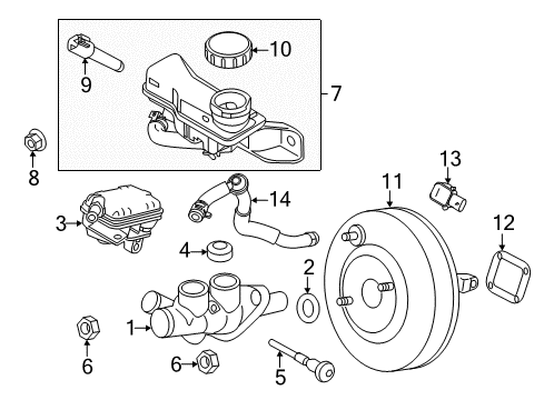 2010 Ford Fusion Hydraulic System Reservoir Tank Nut Diagram for 6E5Z-2L364-A
