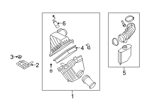 2007 Ford Freestyle Powertrain Control Air Cleaner Assembly Diagram for 6F9Z-9600-AB