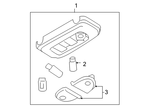 2004 Ford F-150 Interior Lamps Dome Lamp Assembly Diagram for 7L3Z-13776-BA
