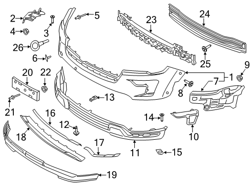 2019 Ford Explorer Front Bumper Valance Diagram for FB5Z-17626-AA