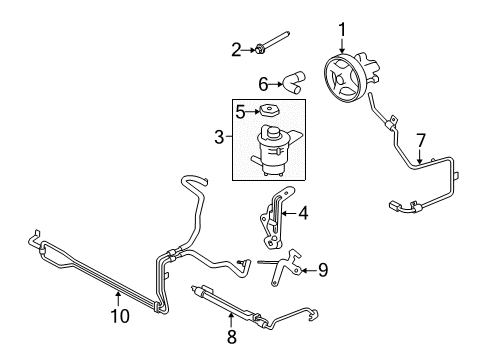 2010 Ford Mustang P/S Pump & Hoses, Steering Gear & Linkage Power Steering Pump Diagram for 7R3Z-3A696-A