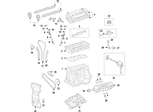 2019 Ford Transit Connect Engine Parts, Mounts, Cylinder Head & Valves, Camshaft & Timing, Variable Valve Timing, Oil Cooler, Oil Pan, Oil Pump, Crankshaft & Bearings, Pistons, Rings & Bearings Valve Lifters Diagram for CP9Z-6500-JAB