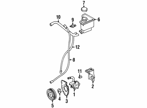 1995 Ford Contour P/S Pump & Hoses, Steering Gear & Linkage Return Hose Diagram for F5RZ-3A713-B
