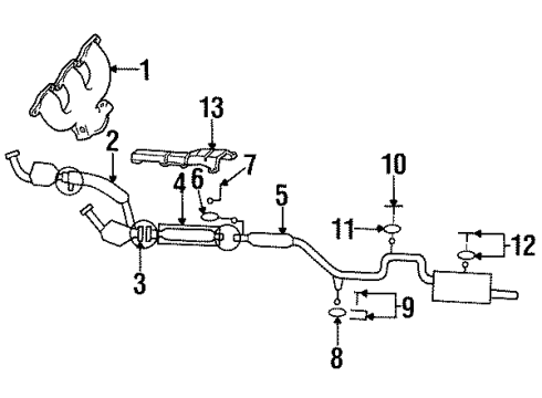 1994 Ford Taurus Exhaust Components, Exhaust Manifold Manifold Diagram for F4DZ9430B