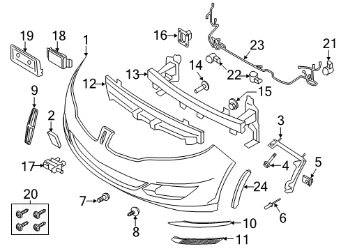 2013 Lincoln MKZ Front Bumper License Bracket Diagram for DP5Z-17A385-AA