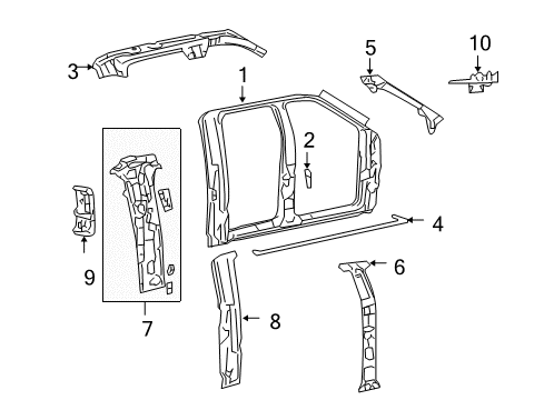 2004 Ford F-150 Uniside Inner Pillar Diagram for 4L3Z-1640476-AA