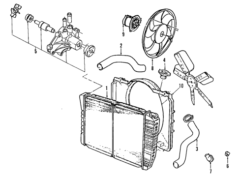 1991 Lincoln Continental Cooling System, Radiator, Water Pump, Cooling Fan Fan Motor Diagram for F1DZ8K621A