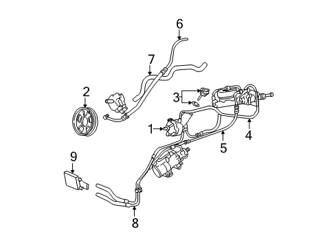 2001 Ford F-250 Super Duty P/S Pump & Hoses, Steering Gear & Linkage Return Hose Diagram for 1C3Z-3A717-AA
