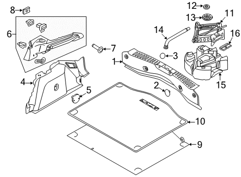 2016 Ford Focus Interior Trim - Rear Body Spacer Retainer Diagram for CV6Z-1424-F