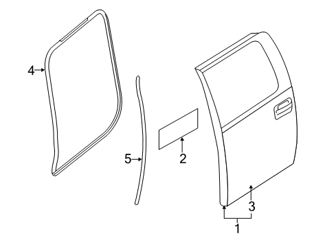 2012 Ford F-150 Rear Door Weatherstrip On Body Diagram for BL3Z-16253A10-A