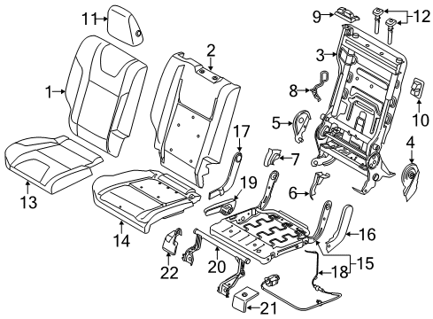 2014 Ford Escape Rear Seat Components Cushion Frame Diagram for EU5Z-9663160-A