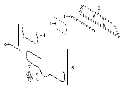 2006 Lincoln Mark LT Back Glass Run Channel Diagram for 7L3Z-15422A36-A