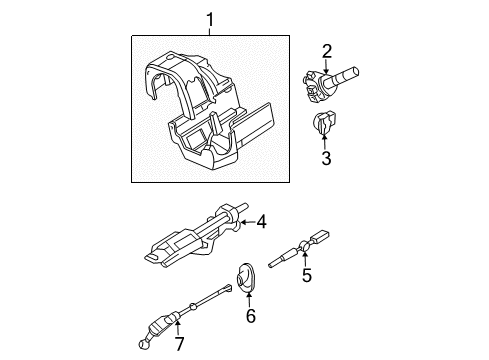2004 Mercury Mountaineer Switches Lower Shaft & Joint Assembly Diagram for 3L2Z-3B676-B