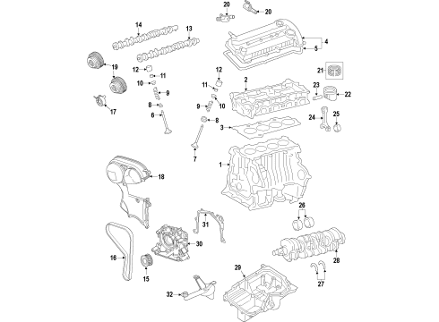 2015 Ford Fusion Engine Parts, Mounts, Cylinder Head & Valves, Camshaft & Timing, Variable Valve Timing, Oil Pan, Oil Pump, Balance Shafts, Crankshaft & Bearings, Pistons, Rings & Bearings Bearing Diagram for DS7Z-6211-B