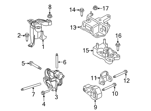 2016 Ford Fiesta Engine & Trans Mounting Bracket Diagram for AE8Z-6E042-C