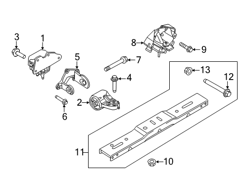 2012 Ford F-150 Engine & Trans Mounting Transmission Crossmember Diagram for 9L3Z-6A023-A