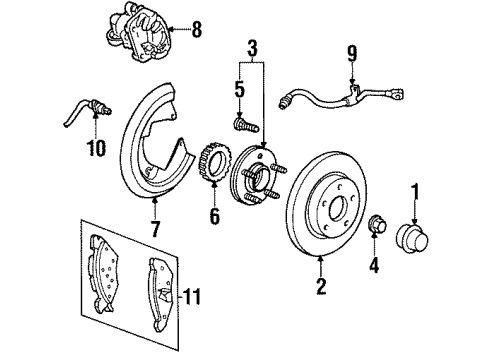 2002 Lincoln Continental Anti-Lock Brakes Wheel Stud Diagram for 3F1Z-1107-AA