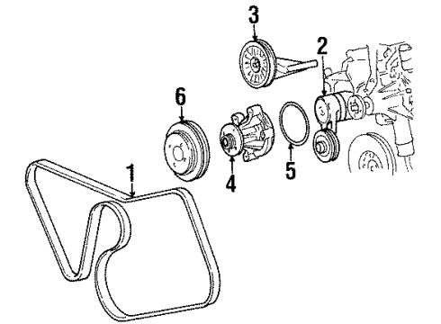 1996 Ford Mustang Belts & Pulleys Pulley Diagram for F3LY-8509-A
