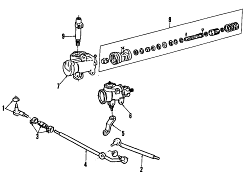 1986 Ford F-350 P/S Pump & Hoses, Steering Gear & Linkage Inner Tie Rod Diagram for E2TZ-3A130-A
