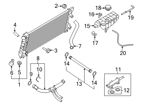 2020 Ford F-150 Radiator & Components Connector Tube Diagram for DL3Z-8A505-A