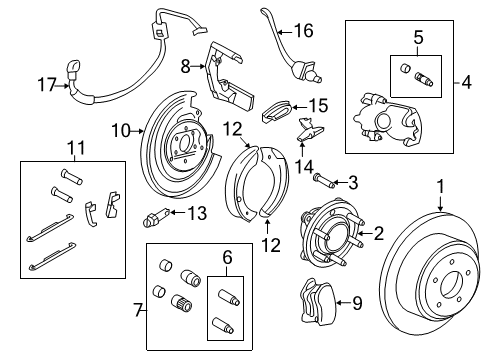 2014 Ford Expedition Brake Components Axle Shaft Wheel Stud Diagram for YL3Z-1107-AB