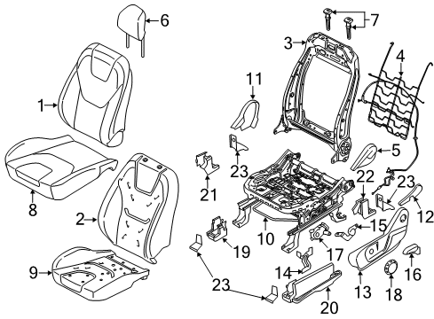 2015 Ford Edge Front Seat Components Seat Back Cover Diagram for FT4Z-5864417-BD
