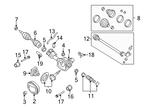 2008 Ford Explorer Sport Trac Carrier & Front Axles Drive Shaft Assembly Diagram for 6L2Z-4A376-B