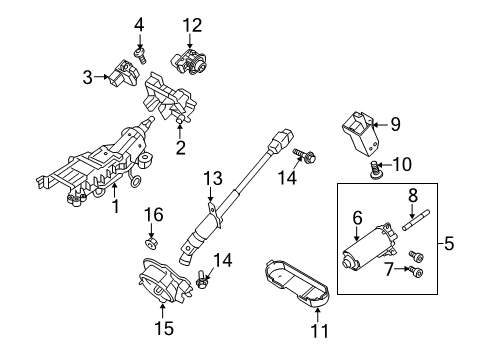 2012 Lincoln MKT Steering Column & Wheel, Steering Gear & Linkage Steering Sensor Assembly Diagram for 9S4Z-3F818-A