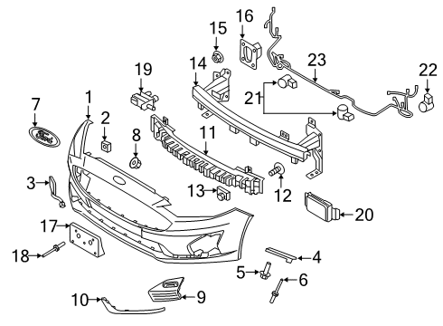 2019 Ford Fusion Front Bumper Wire Harness Diagram for HG9Z-15K867-A