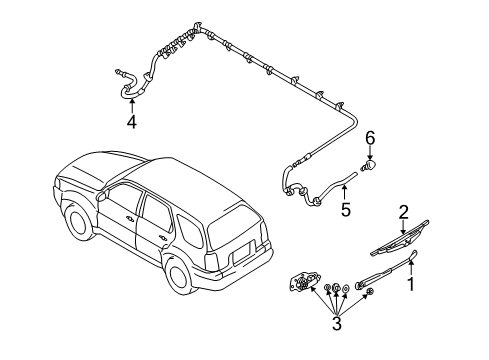 2002 Ford Escape Wiper & Washer Components Wiper Arm Diagram for 2L8Z-17526-AA