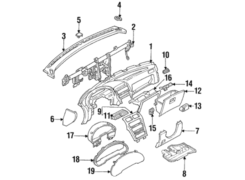 1996 Ford Probe Instrument Panel, Cluster & Switches Gauge Unit Diagram for F52Z9B308A