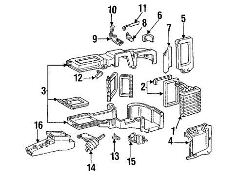 1994 Ford F-150 Heater Core & Control Valve Cam Pin Diagram for E3TZ19C770A
