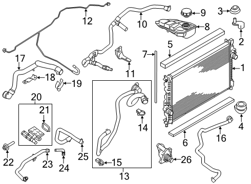 2015 Ford Transit Connect Radiator & Components Overflow Hose Diagram for DV6Z-8075-A